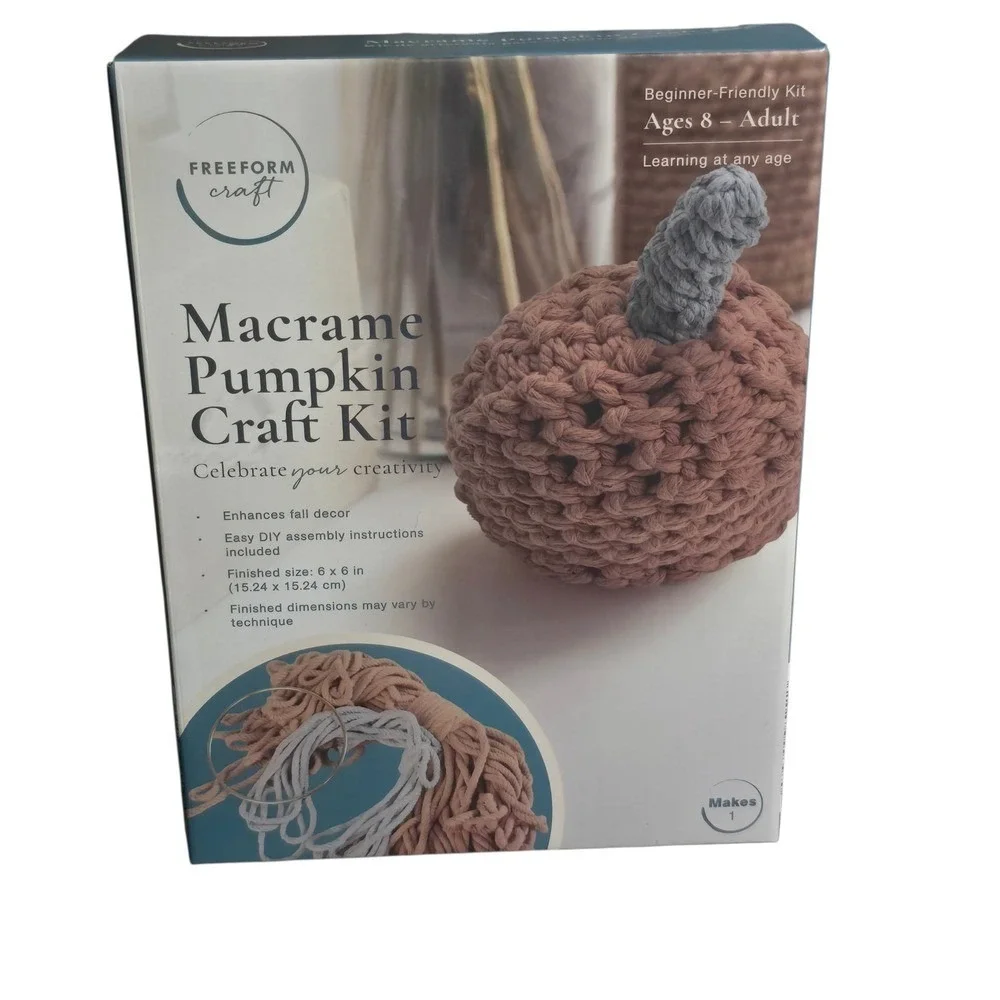 Freeform Craft Macrame Pumpkin Craft Kit Beginner Friendly Ages 8 Adult New Yarn
